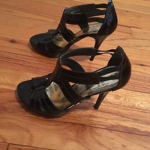 Stuart Weitzman Black Patent Gladiator Heels